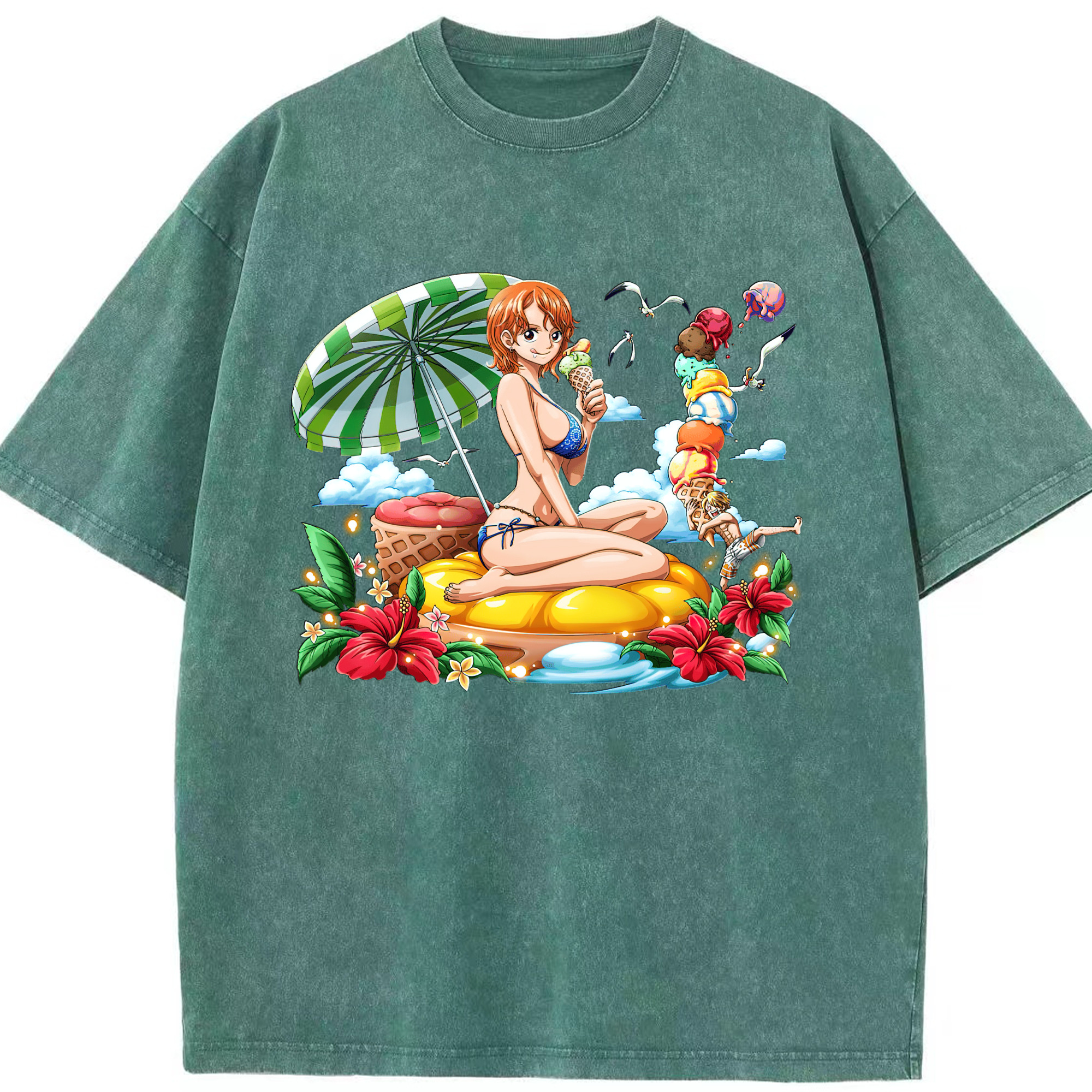 ワンピース ナミ ONE PIECE Nami 綿100% ヴィンテージ風 半袖Tシャツ（フロントプリント）
